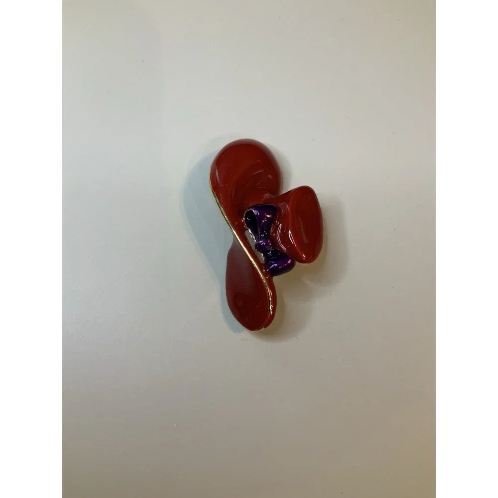 Red Hat Society Enamel Purple Bow Brooch Pin